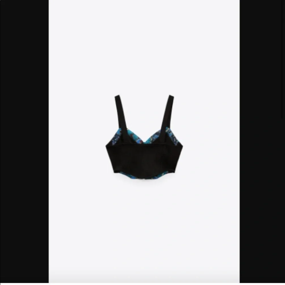Zara JACQUARD BUSTIER nwt Size L - Picture 2 of 8